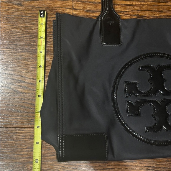 Tory Burch Black Patent-Trim Logo Tote - Picture 5 of 6